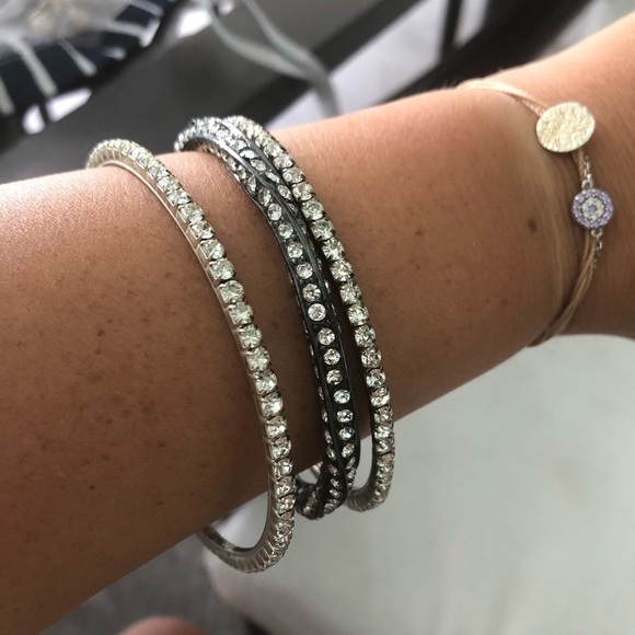 Rhinestone Metal Fashion Jewelry Bracelets Set - Picture 3 of 3